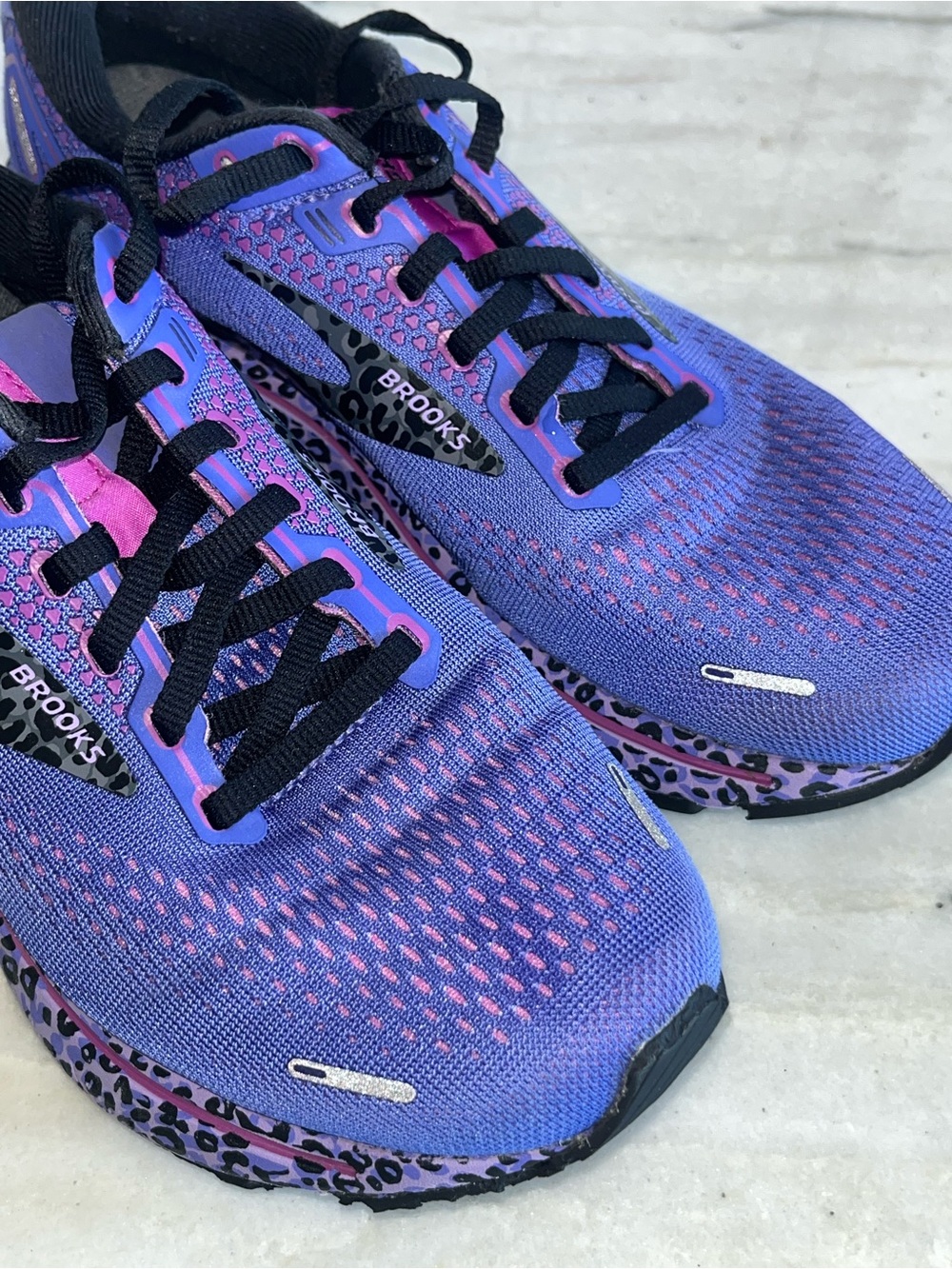 BROOKS GHOST 14 PURPLE LEOPARD RUNNING SHOE SNEAKER SZ 8 - Picture 8 of 13
